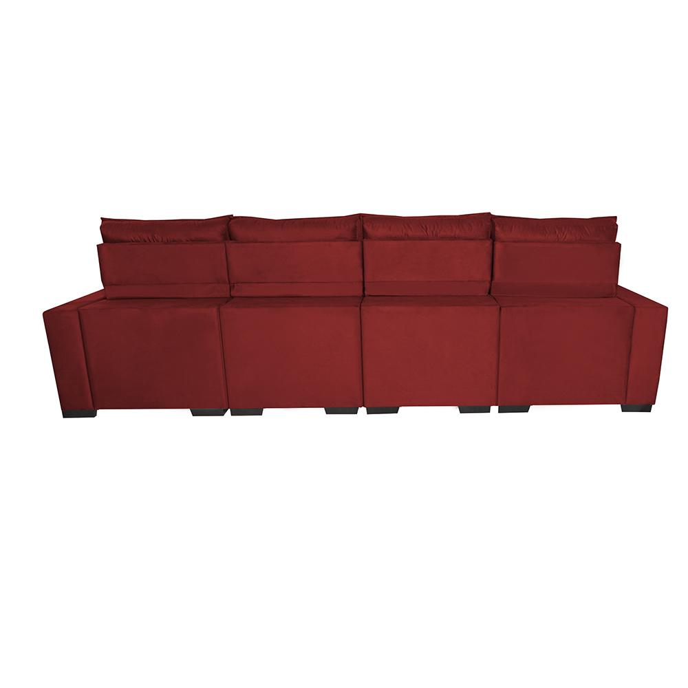 Sofá Retrátil e Reclinável 3,20m Molas Ensacadas e Costura Tripla Cama inBox Nobre Suede Vermelho