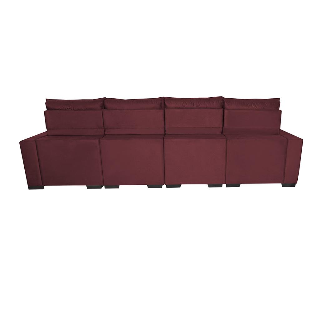 Sofá Retrátil e Reclinável 3,20m Molas Ensacadas e Costura Tripla Cama inBox Nobre Suede Vinho