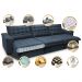 Sofá Retrátil e Reclinável 3,22m com Molas Ensacadas Cama inBox Aconchego Tecido Suede Azul