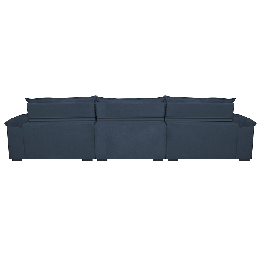 Sofá Retrátil e Reclinável 3,22m com Molas Ensacadas Cama inBox Aconchego Tecido Suede Azul