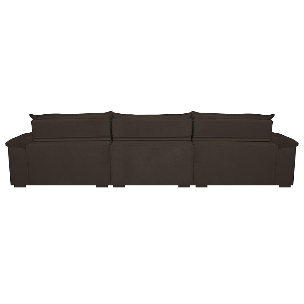 Sofá Retrátil e Reclinável 3,22m com Molas Ensacadas Cama inBox Aconchego Tecido Suede Café