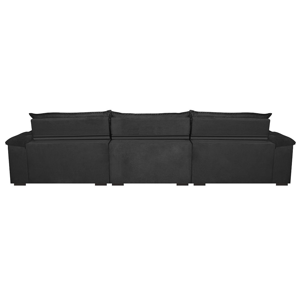 Sofá Retrátil e Reclinável 3,22m com Molas Ensacadas Cama inBox Aconchego Tecido Suede Preto
