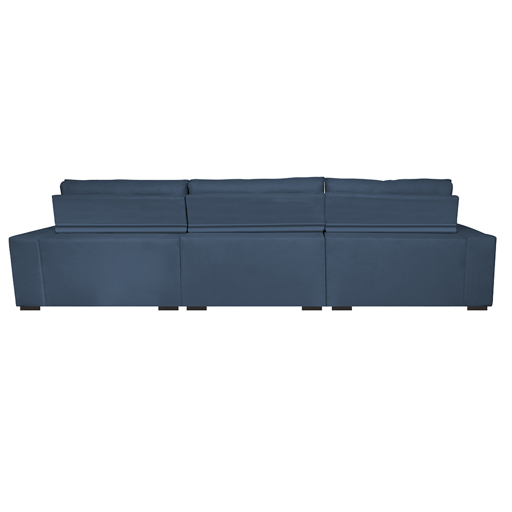 Sofá Retrátil e Reclinável 3,52m Austin com Molas no Assento Tecido Suede Velusoft Azul