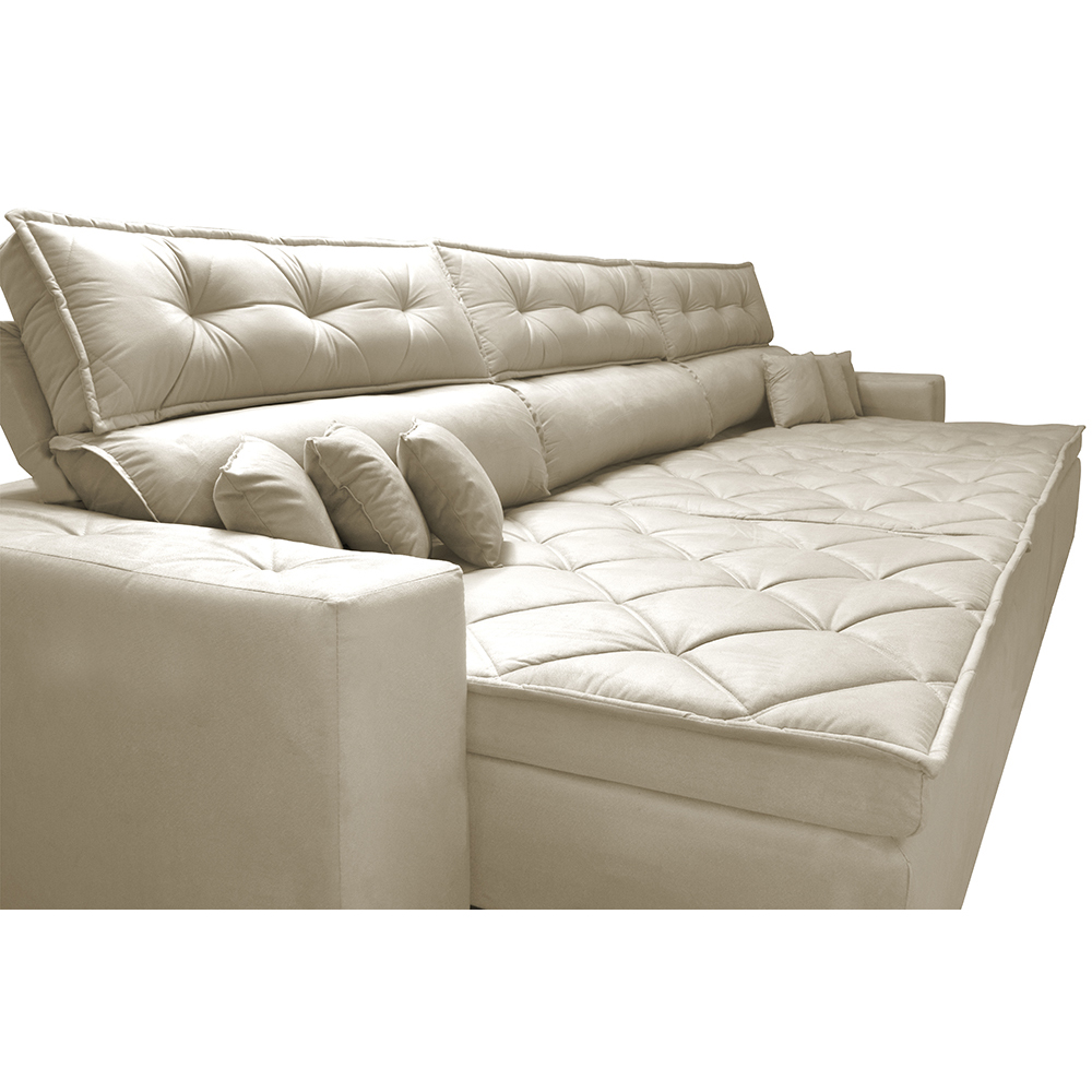 Sofá Retrátil e Reclinável 3,52m Austin com Molas no Assento Tecido Suede Velusoft Bege