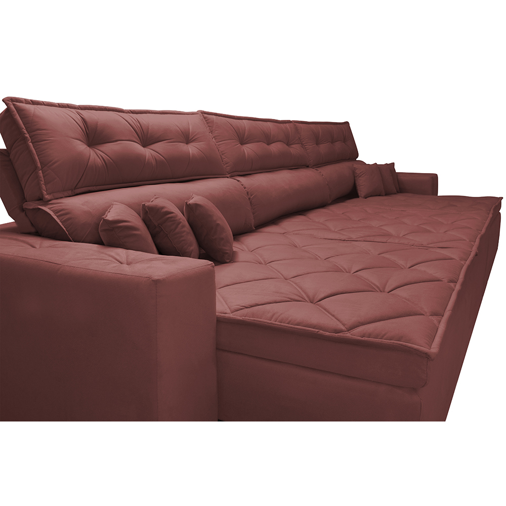 Sofá Retrátil e Reclinável 3,52m Austin com Molas no Assento Tecido Suede Velusoft Vermelho