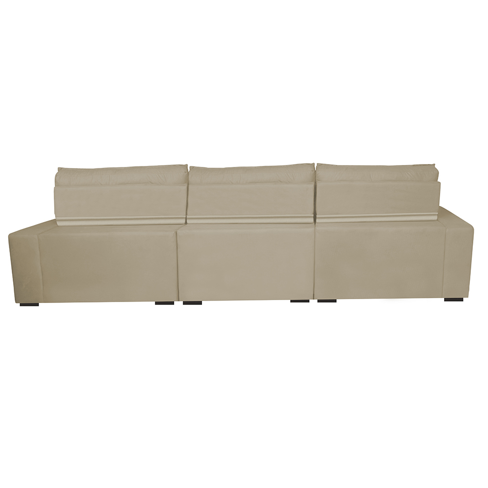 Sofá Retrátil e Reclinável 3,52m com Molas Ensacadas Cama Inbox Gold Tecido Suede Velusoft Bege