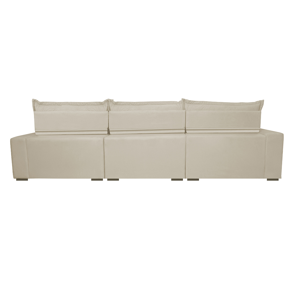 Sofá Retrátil e Reclinável 3,52m com Molas Ensacadas Cama Inbox Soft Tecido Suede Velusoft Bege