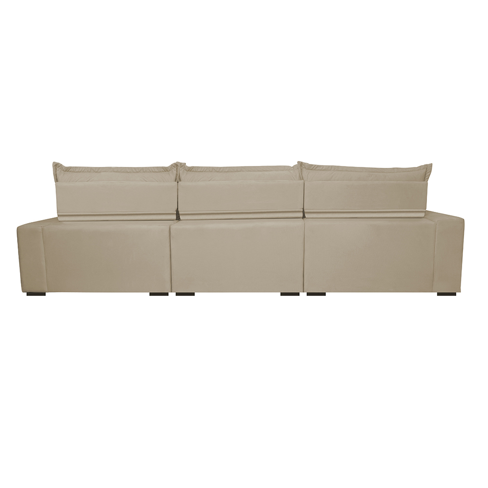 Sofá Retrátil e Reclinável 3,52m com Molas Ensacadas Cama Inbox Soft Tecido Suede Velusoft Castor