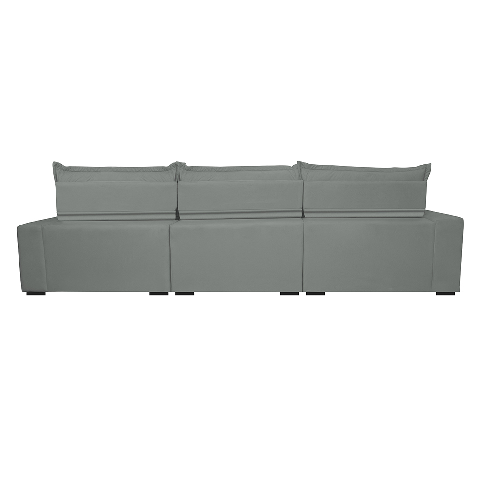Sofá Retrátil e Reclinável 3,52m com Molas Ensacadas Cama Inbox Soft Tecido Suede Velusoft Cinza