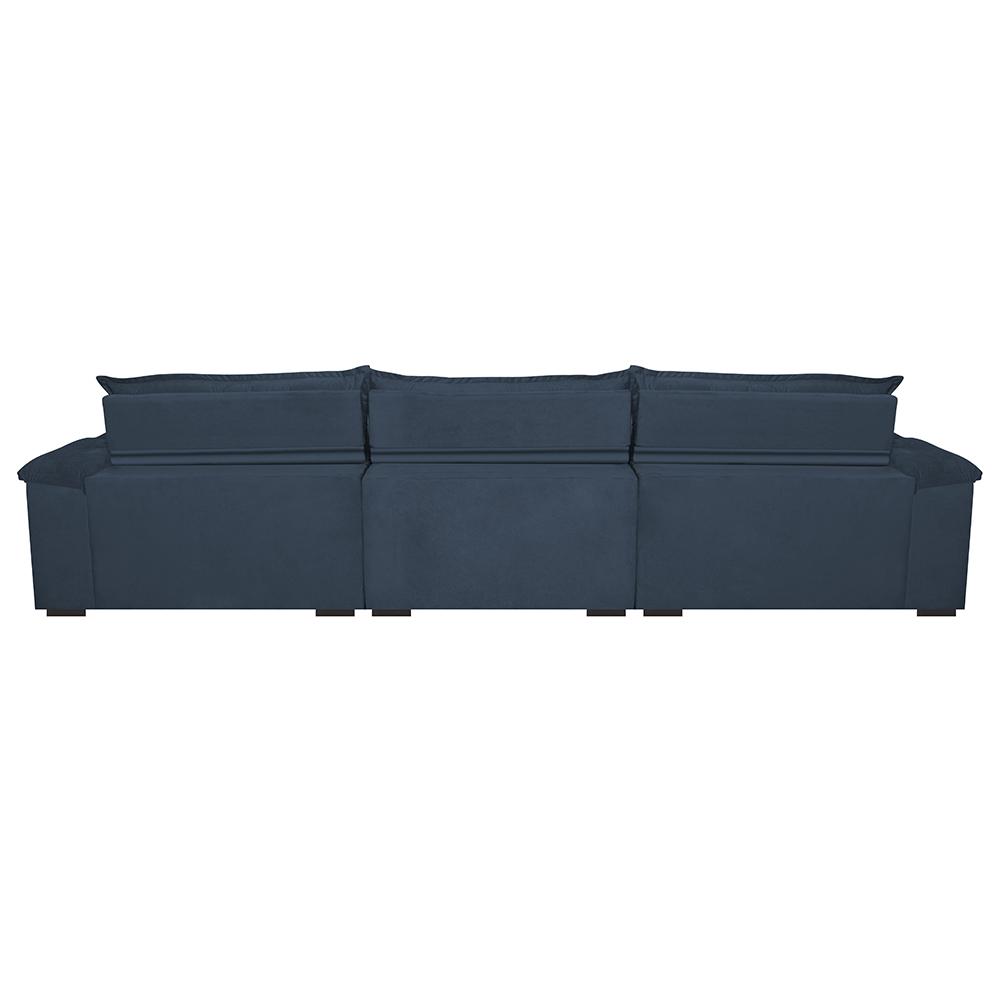 Sofá Retrátil e Reclinável 3,52m com Molas Ensacadas Cama inBox Aconchego Tecido Velusoft Azul
