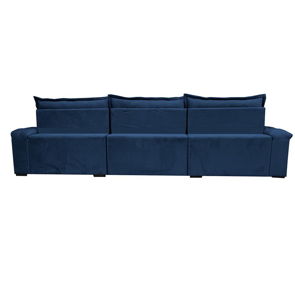 Sofá Retrátil e Reclinável 3,55m Cama inBox Big Fresh com SoftGel D40 Velupluma Azul