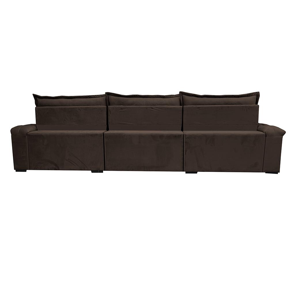 Sofá Retrátil e Reclinável 3,55m Cama inBox Big Fresh com SoftGel D40 Velupluma Café