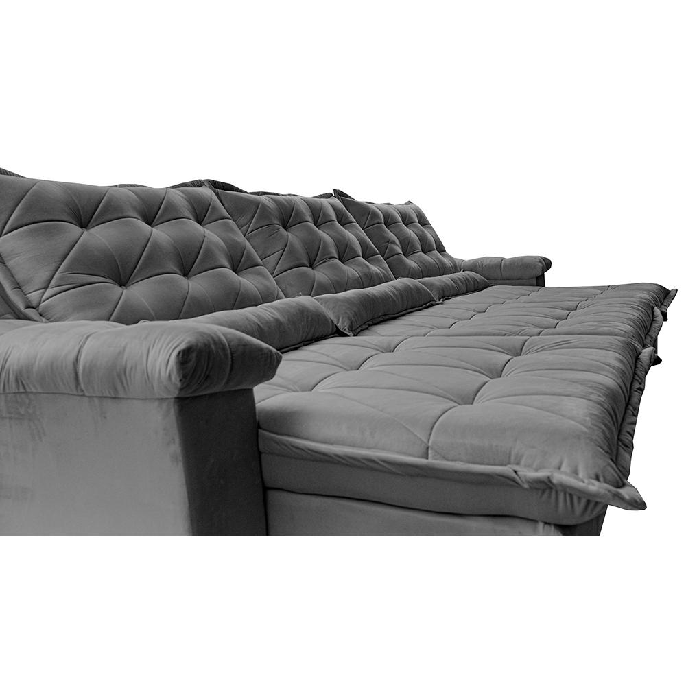 Sofá Retrátil e Reclinável 3,55m Cama inBox Big Fresh com SoftGel D40 Velupluma Cinza
