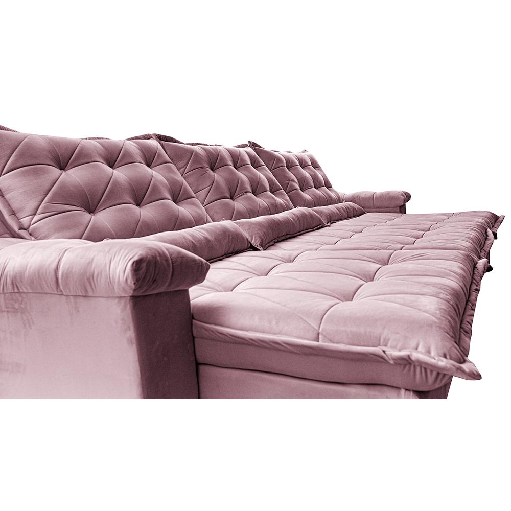 Sofá Retrátil e Reclinável 3,55m Cama inBox Big Fresh com SoftGel D40 Velupluma Rose