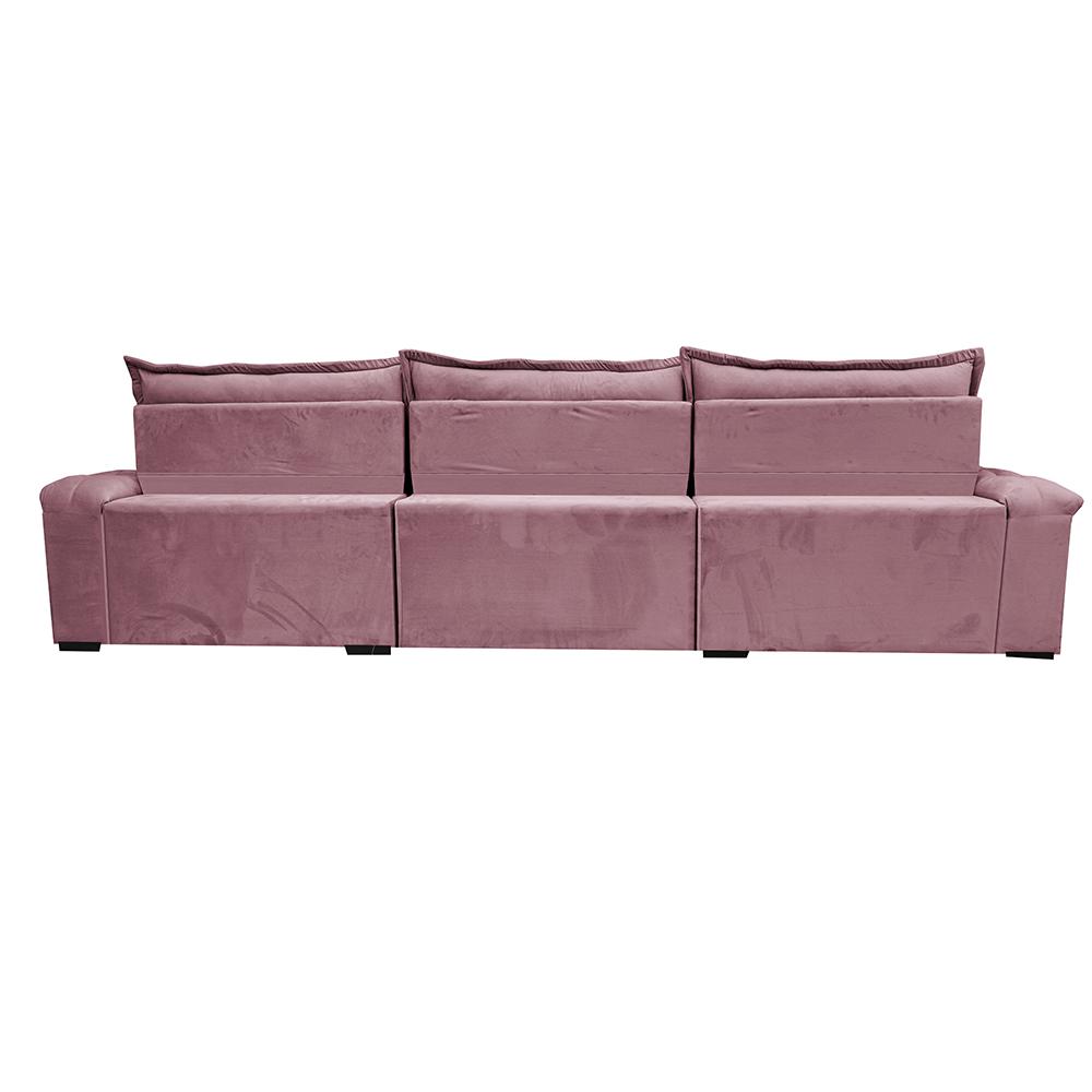 Sofá Retrátil e Reclinável 3,55m Cama inBox Big Fresh com SoftGel D40 Velupluma Rose