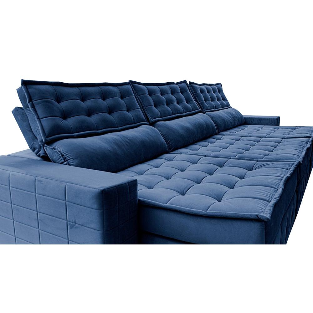 Sofá Retrátil e Reclinável 3,55m Cama inBox Big Puffer com SoftGel D40 Velupluma Azul