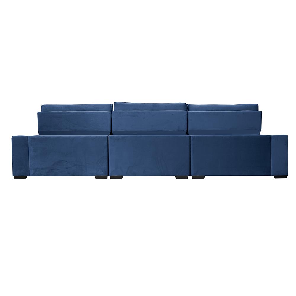 Sofá Retrátil e Reclinável 3,55m Cama inBox Big Puffer com SoftGel D40 Velupluma Azul