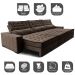 Sofá Retrátil e Reclinável 3,55m Cama inBox Big Puffer com SoftGel D40 Velupluma Café