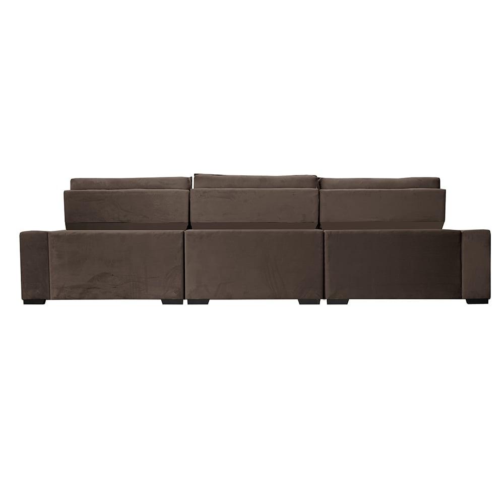 Sofá Retrátil e Reclinável 3,55m Cama inBox Big Puffer com SoftGel D40 Velupluma Café