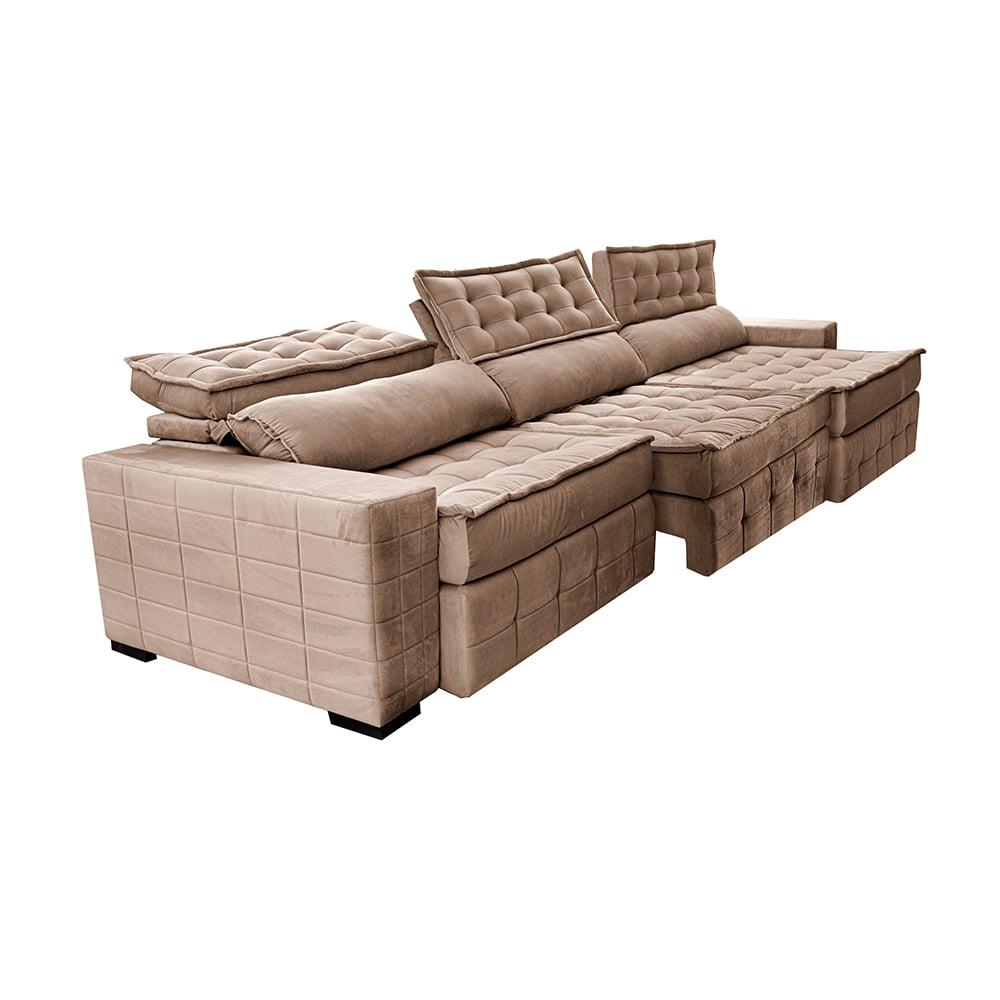Sofá Retrátil e Reclinável 3,55m Cama inBox Big Puffer com SoftGel D40 Velupluma Castor