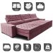 Sofá Retrátil e Reclinável 3,55m Cama inBox Big Puffer com SoftGel D40 Velupluma Rose