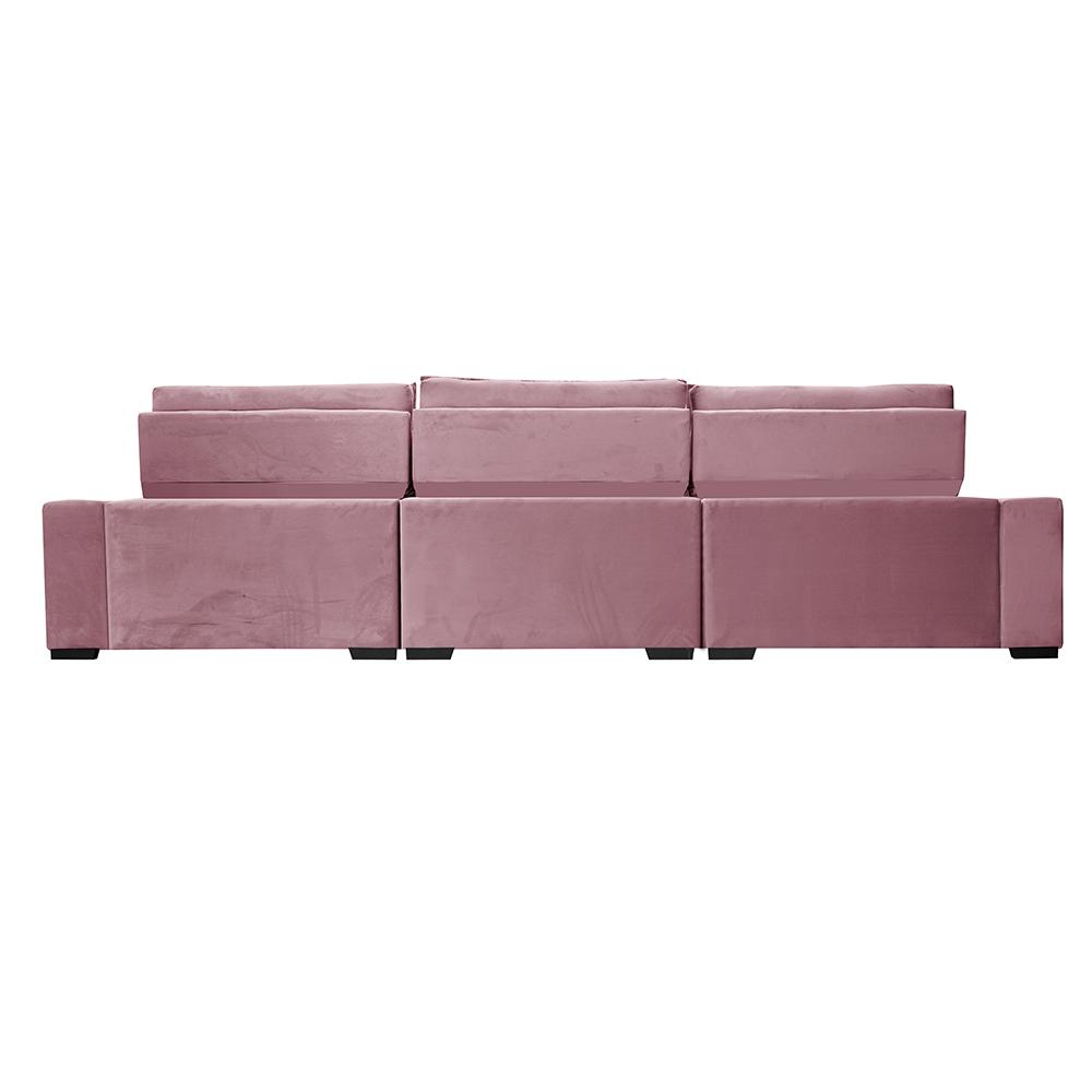Sofá Retrátil e Reclinável 3,55m Cama inBox Big Puffer com SoftGel D40 Velupluma Rose