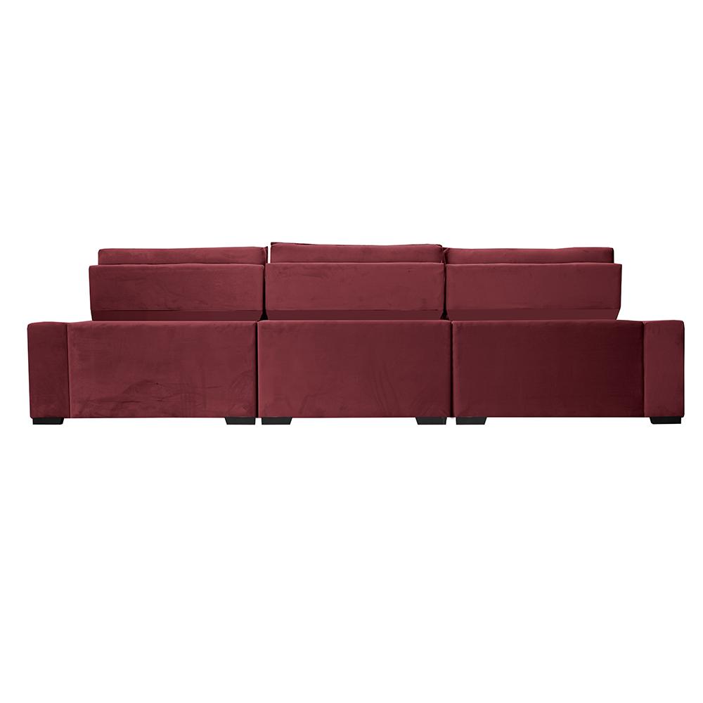 Sofá Retrátil e Reclinável 3,55m Cama inBox Big Puffer com SoftGel D40 Velupluma Vinho
