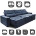 Sofá Retrátil e Reclinável 3,55m Cama inBox Big Star com SoftGel D40 Velupluma Azul