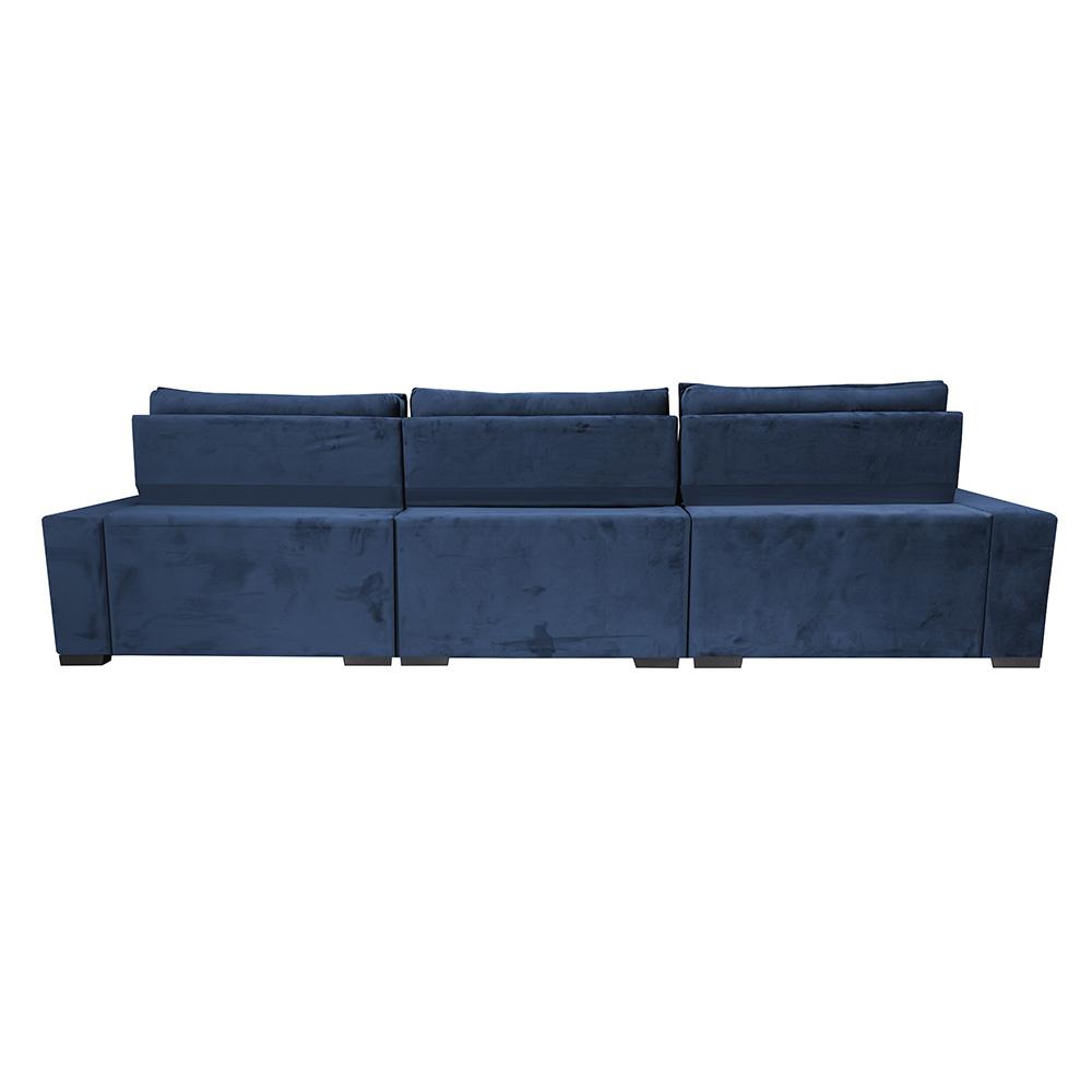 Sofá Retrátil e Reclinável 3,55m Cama inBox Big Star com SoftGel D40 Velupluma Azul