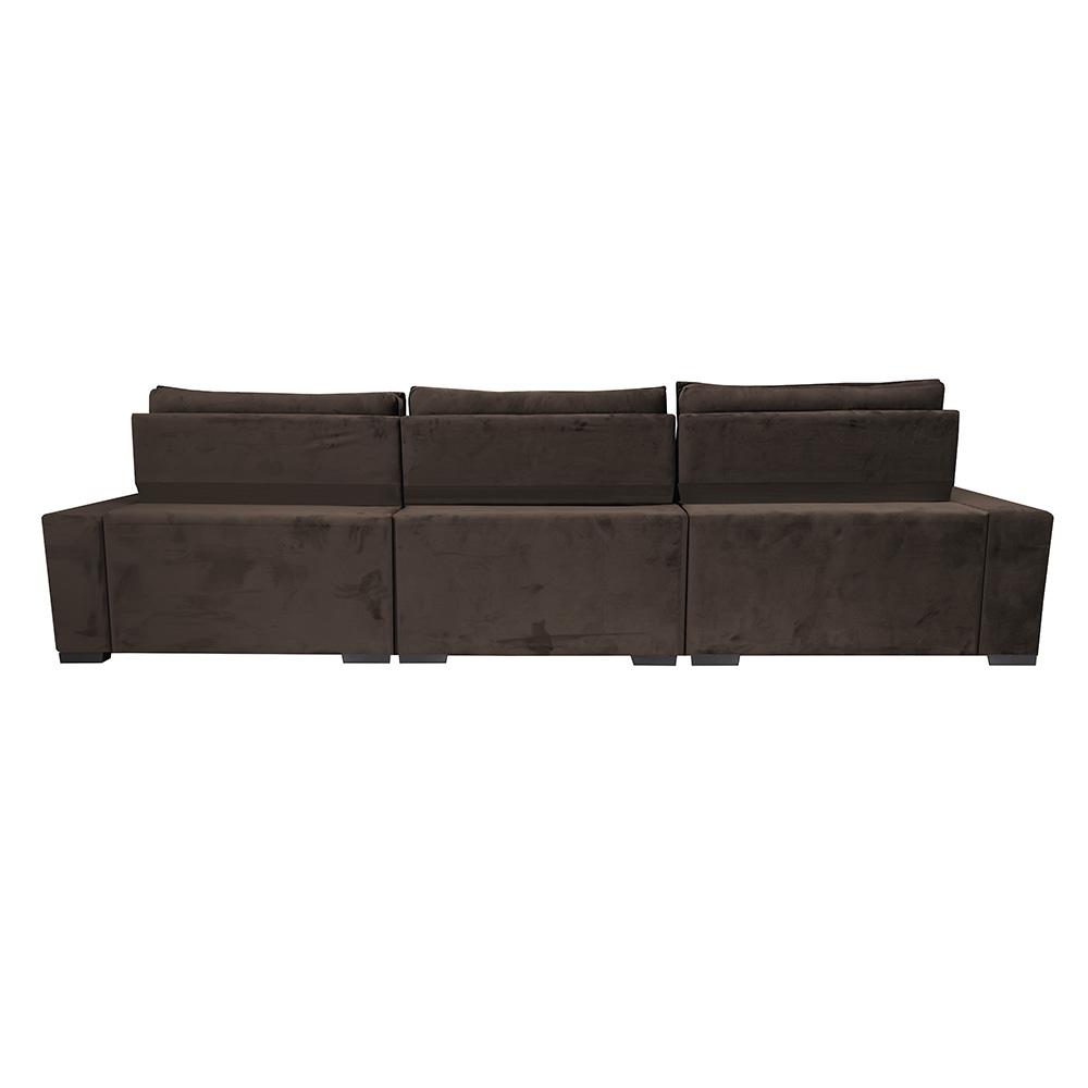 Sofá Retrátil e Reclinável 3,55m Cama inBox Big Star com SoftGel D40 Velupluma Café