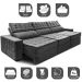 Sofá Retrátil e Reclinável 3,55m Cama inBox Big Star com SoftGel D40 Velupluma Cinza