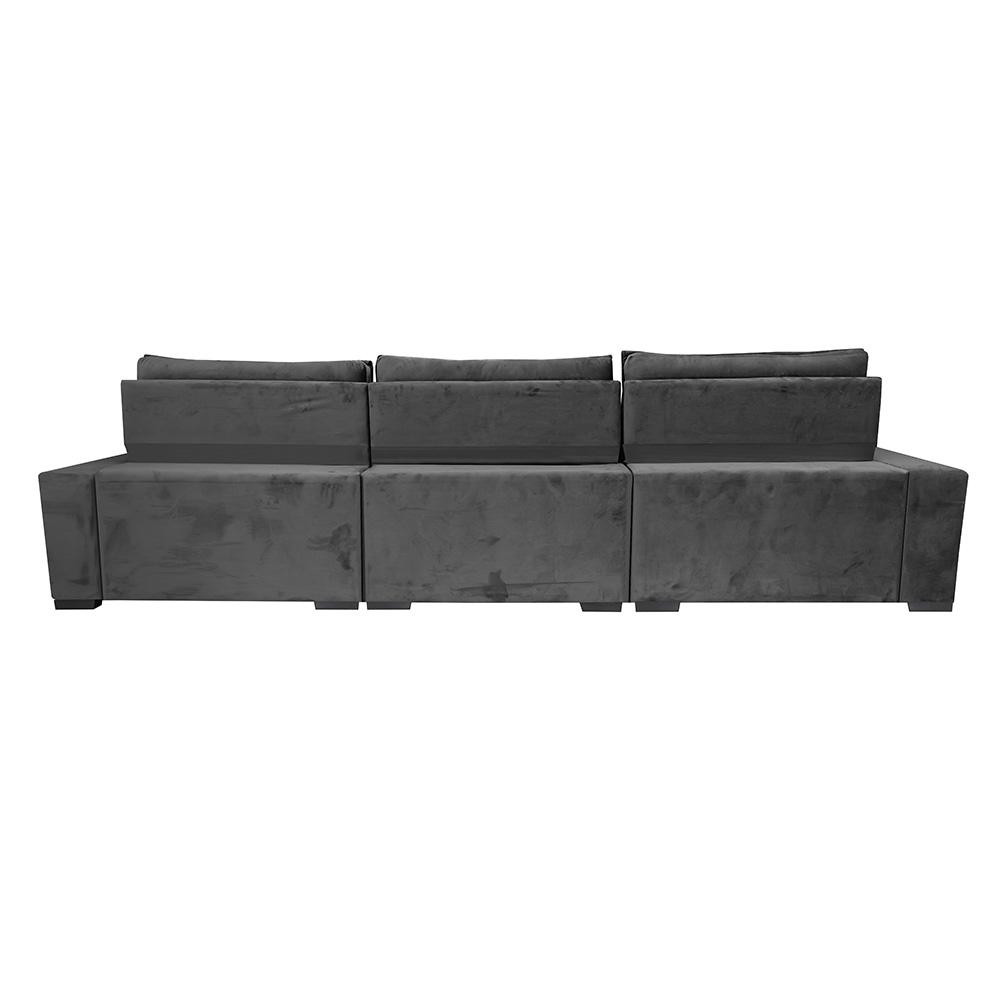 Sofá Retrátil e Reclinável 3,55m Cama inBox Big Star com SoftGel D40 Velupluma Cinza