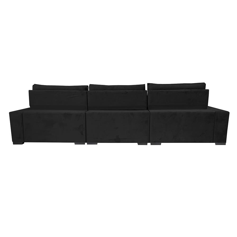 Sofá Retrátil e Reclinável 3,55m Cama inBox Big Star com SoftGel D40 Velupluma Preto