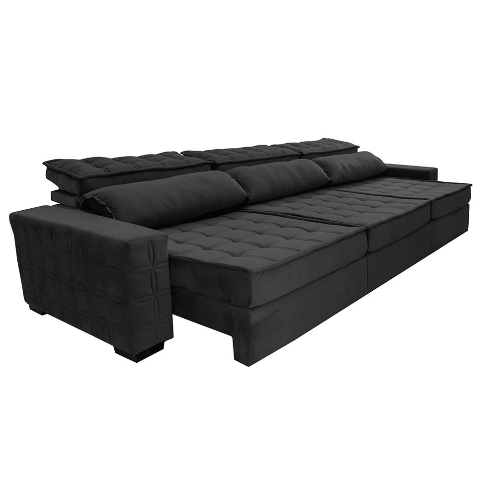 Sofá Retrátil e Reclinável 3,55m Cama inBox Big Star com SoftGel D40 Velupluma Preto