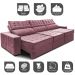 Sofá Retrátil e Reclinável 3,55m Cama inBox Big Star com SoftGel D40 Velupluma Rose