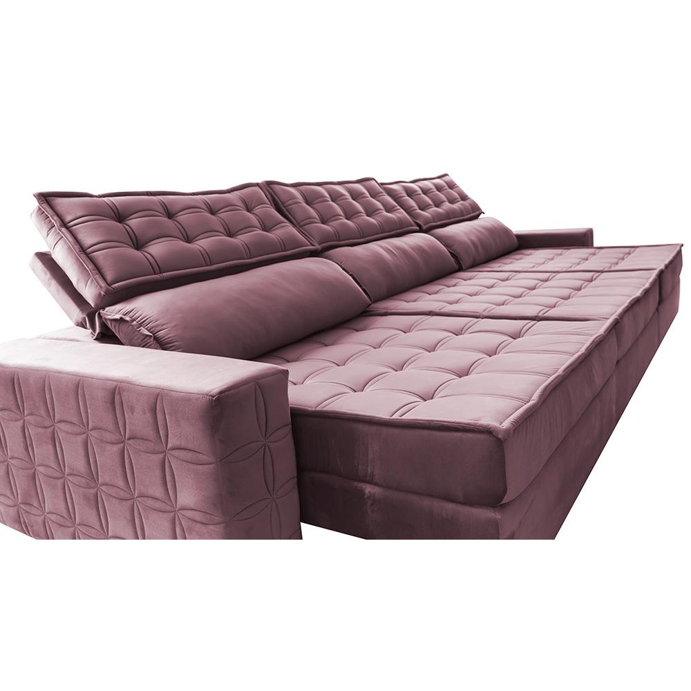 Sofá Retrátil e Reclinável 3,55m Cama inBox Big Star com SoftGel D40 Velupluma Rose