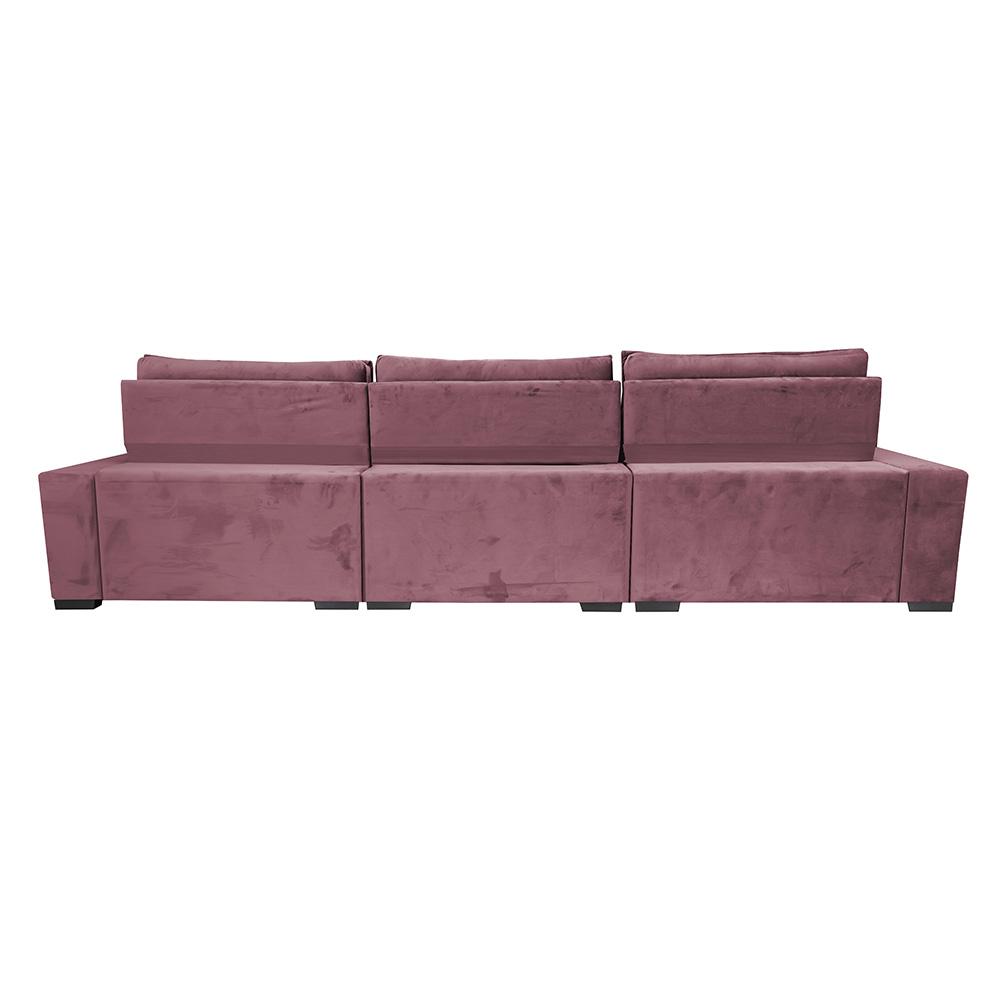 Sofá Retrátil e Reclinável 3,55m Cama inBox Big Star com SoftGel D40 Velupluma Rose