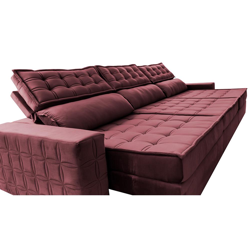 Sofá Retrátil e Reclinável 3,55m Cama inBox Big Star com SoftGel D40 Velupluma Vinho