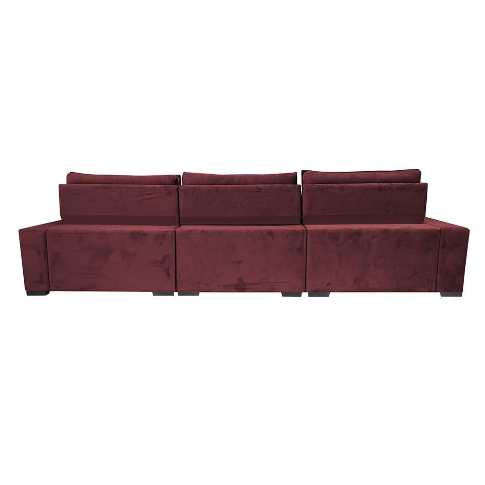 Sofá Retrátil e Reclinável 3,55m Cama inBox Big Star com SoftGel D40 Velupluma Vinho