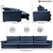 Sofá Retrátil e Reclinável 3,55m Molas Ensacadas Cama inBox Big Space com Bordado 3D Velusoft Azul