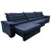 Sofá Retrátil e Reclinável 3,55m Molas Ensacadas Cama inBox Big Space com Bordado 3D Velusoft Azul