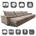 Sofá Retrátil e Reclinável 3,55m Molas Ensacadas Cama inBox Big Space com Bordado 3D Velusoft Bege