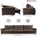 Sofá Retrátil e Reclinável 3,55m Molas Ensacadas Cama inBox Big Space com Bordado 3D Velusoft Café