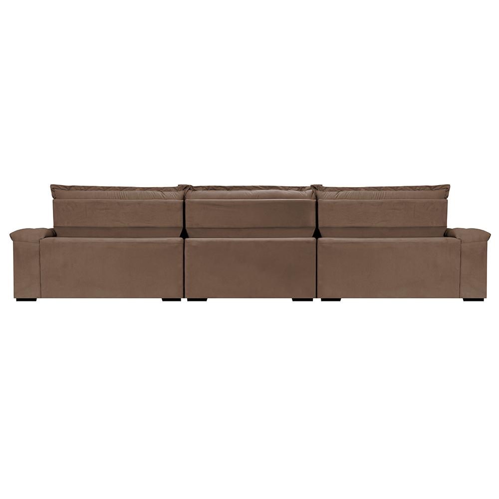 Sofá Retrátil e Reclinável 3,55m Molas Ensacadas Cama inBox Big Space com Bordado 3D Velusoft Castor