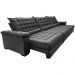 Sofá Retrátil e Reclinável 3,55m Molas Ensacadas Cama inBox Big Space com Bordado 3D Velusoft Cinza