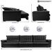 Sofá Retrátil e Reclinável 3,55m Molas Ensacadas Cama inBox Big Space com Bordado 3D Velusoft Preto