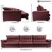 Sofá Retrátil e Reclinável 3,55m Molas Ensacadas Cama inBox Big Space com Bordado 3D Velusoft Vinho