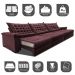 Sofá Retrátil e Reclinável 3,55m Molas Ensacadas Cama inBox Big Space com Bordado 3D Velusoft Vinho