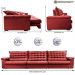 Sofá Retrátil e Reclinável 3,55m Molas Ensacadas Cama inBox Big Space com Bordado Velusoft Vermelho