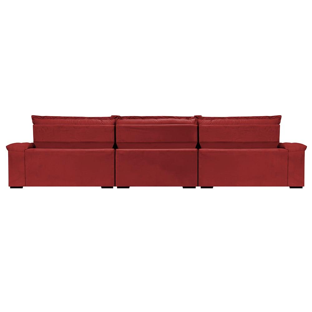 Sofá Retrátil e Reclinável 3,55m Molas Ensacadas Cama inBox Big Space com Bordado Velusoft Vermelho